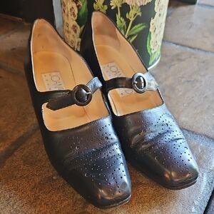 Joan & David Couture Black Leather Heels with Buckle